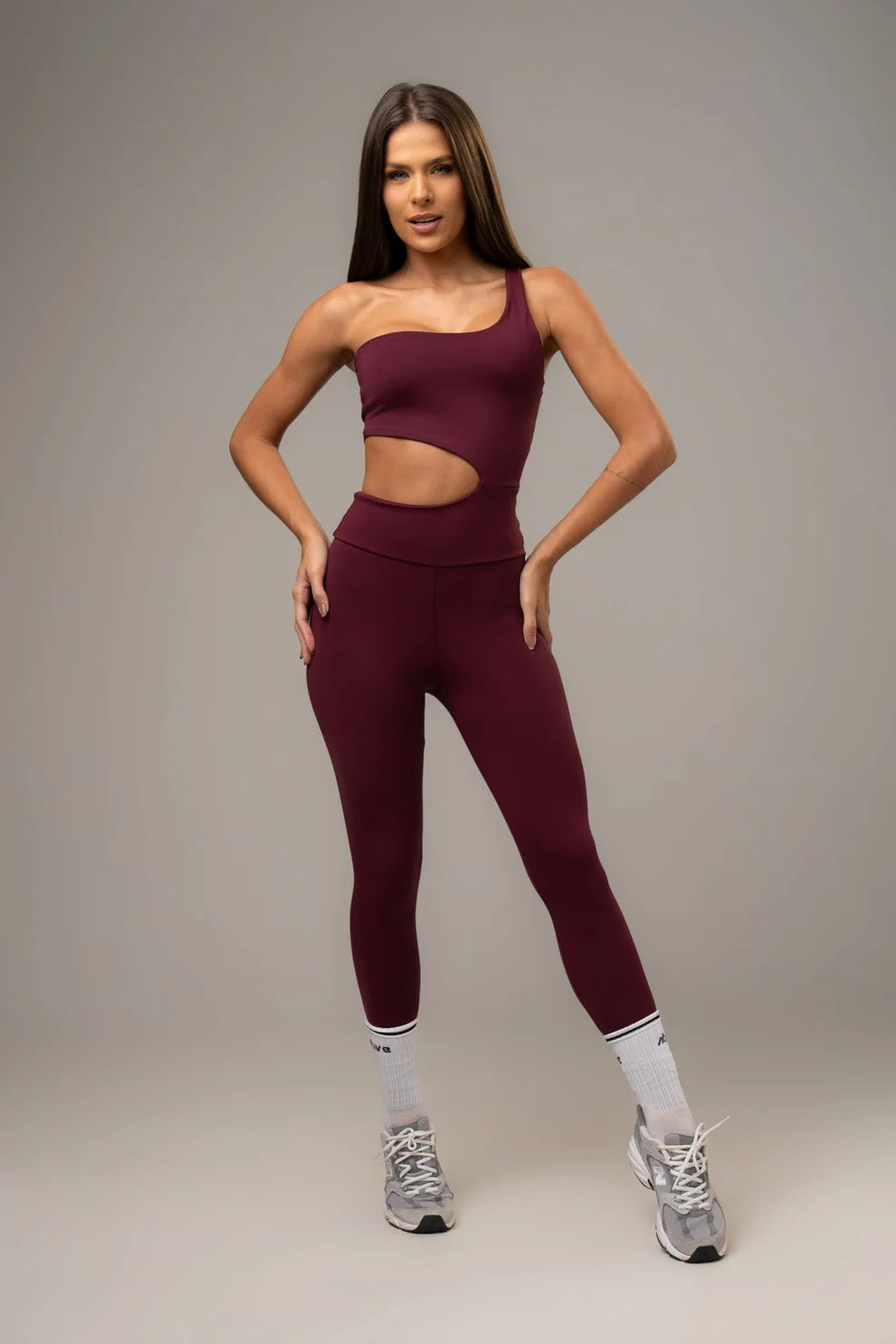 Wine Sculpt Asymmetric Jumpsuit