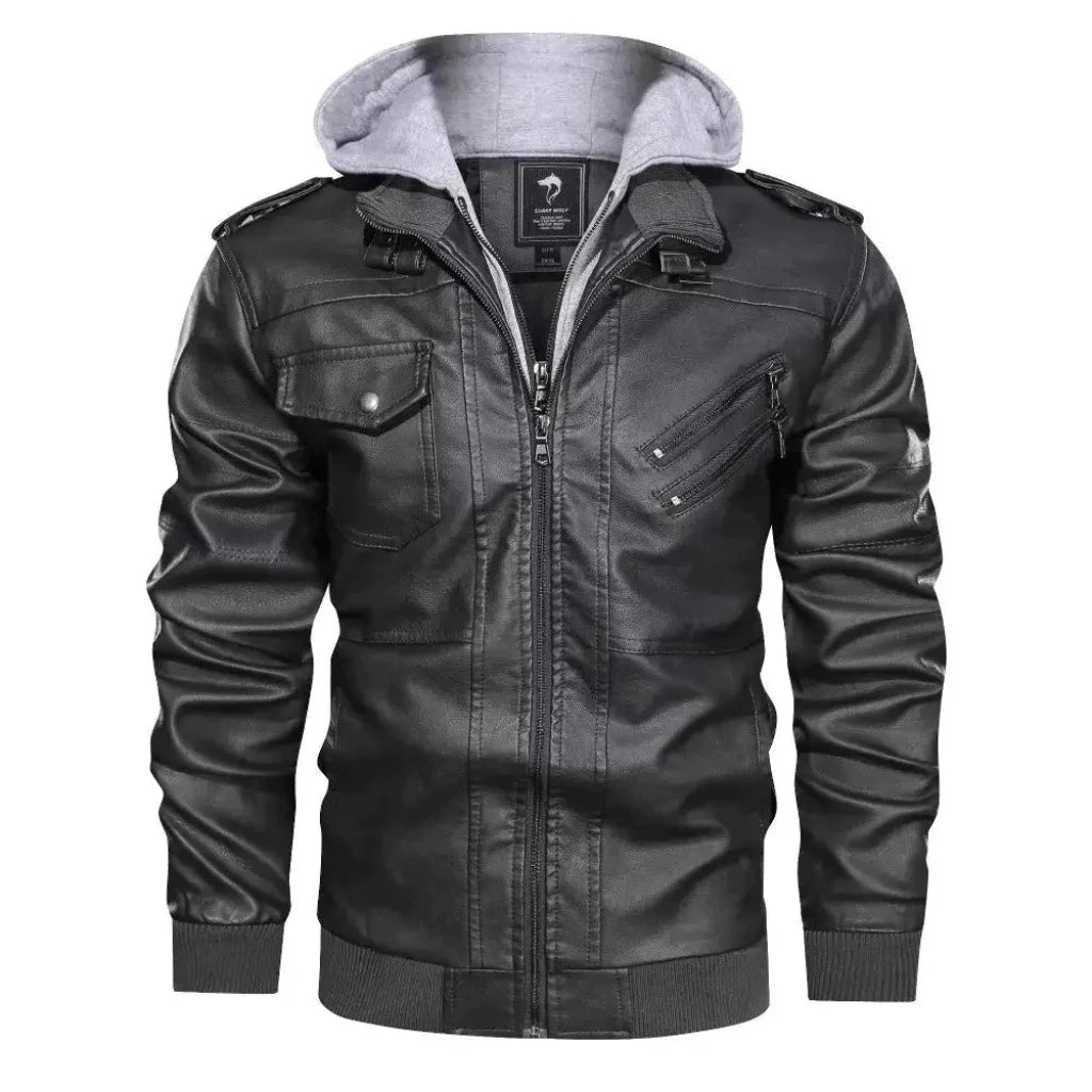 MEN’S JACKET – LEATHER WITH REMOVABLE HOOD