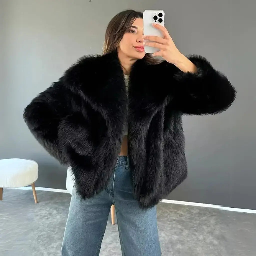 Jaqueta Luxuosa de Pelo Sintético