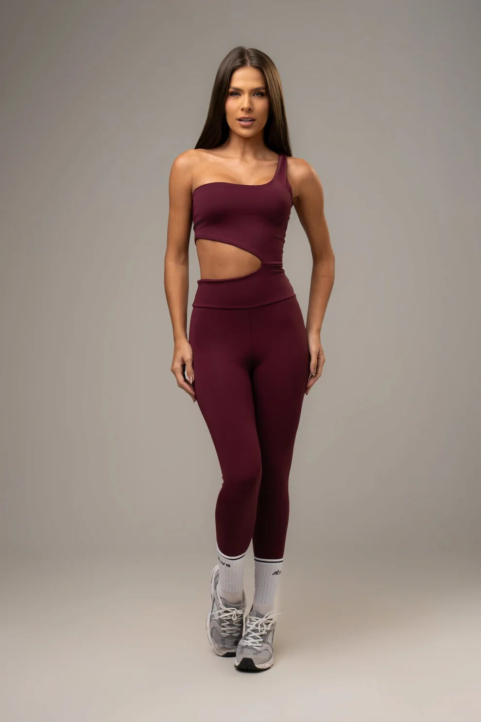 Wine Sculpt Asymmetric Jumpsuit