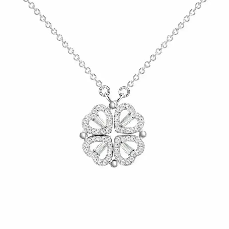 Heart Clover Silver Necklace